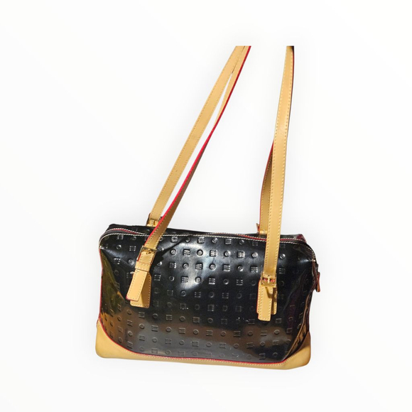 Arcadia Black & Beige Patent Leather Shoulder Bag One Size - Picture 12 of 13